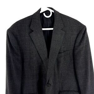 Lauren Ralph Lauren Tweed Wool 2 Button Sport Coat 42R Black Beige Plaid W/‎ Red